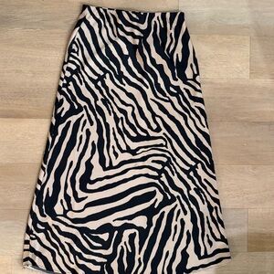 Zebra Print Midi Skirt